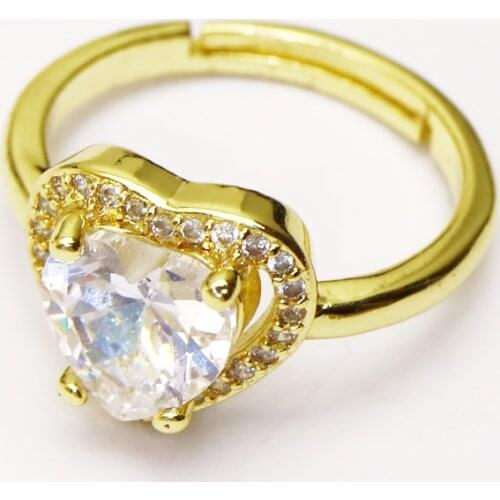 10 Pieces Heart shape Jewelry rings for women Metal gold color Crystal heart shape stone jewelry rings jewelry accessories 8173