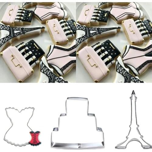 1pcs patisserie reposteria Bakeware Paris Trunk Dress Molds Metal Cake Decor Cookie Cutter Biscuit Cupcake Art Pastry Shop Mould