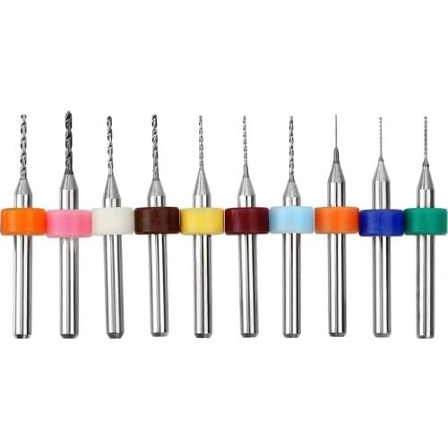 10pcs/set DIYWORK PCB Mini Drill Bit CNC Drill Bits Tungsten Steel 0.3mm to 1.2mm Twist Drill for Print Circuit Board