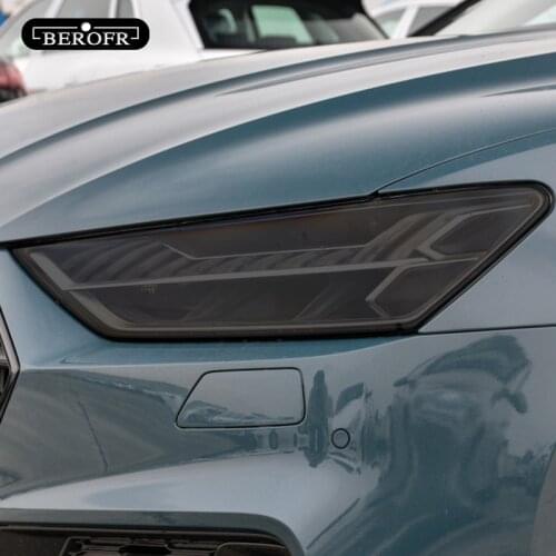 2 Pcs For Audi A7 S7 RS7 4K 4G Car Headlight Tint Smoke Black Protective Film Protection Transparent TPU Sticker Accessories