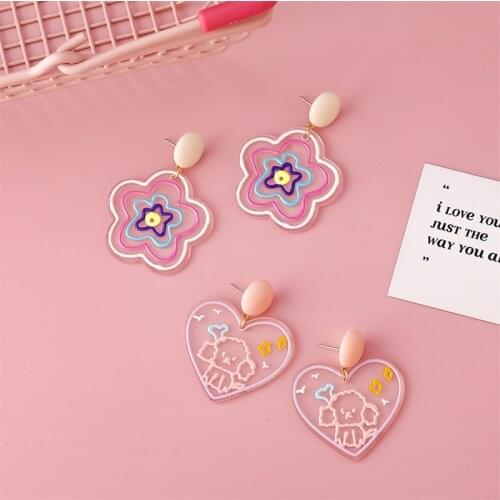 2021 Hot Acrylic Earrings Women Ice Cream Cute Earrings Summer Candy Color Love Heart Earrings Exaggerate Sweet Star Earrings