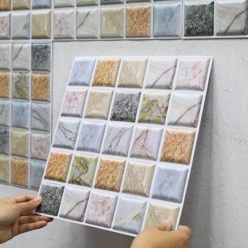 3D Mosaic Tile Self-adhesive Wallpaper Waterproof and Moisture-proof Can Be Scrubbed Bedroom Background Wall Stickers