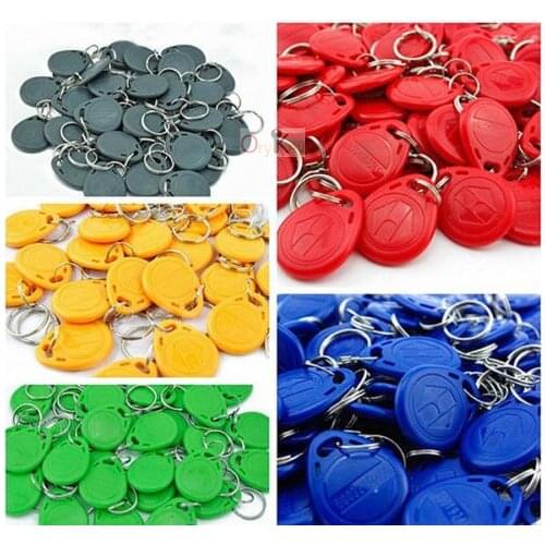 5 color 125Khz RFID Proximity ID EM 4100/4102 Keychains Black Tag Token Key Fob 100pcs