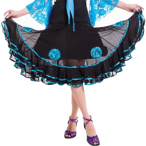 64cm Length Flamenco Skirts Belly Dancing Dress Latin Dance Skirt