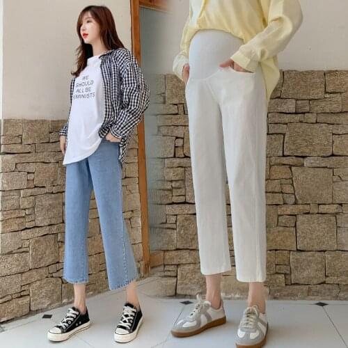 7030# Maternity pants Spring Autumn thin Maternity Jeans Belly Support Pants Support Abdomen Elastic Waist Maternity Trousers