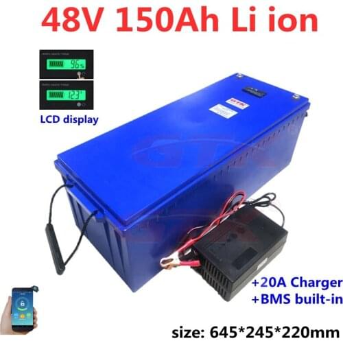 GTK rechargeable 48V 150Ah Lithium li ion battery pack bms 13S for elactric boat solar system Marine RV EV+10A Charger