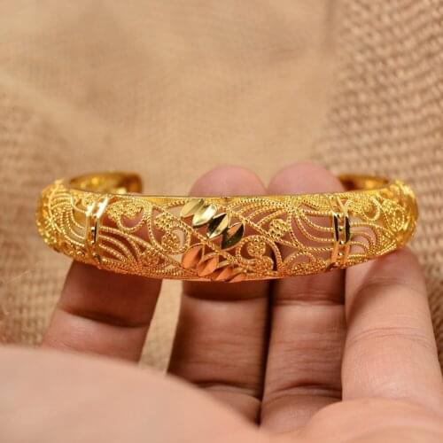 Annayoyo Brand Dubai Ethiopian Women Jewelry Gold Color Bangles For Women Wedding Engagement Party