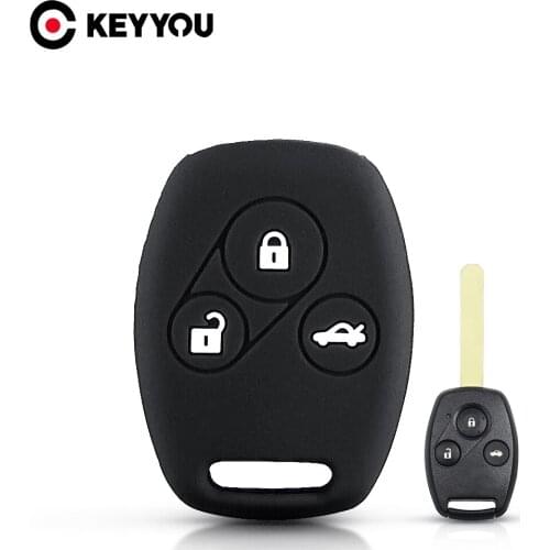KEYYOU 3 Button Silicone Car Key Case For Honda Accord CR-V CRV Civic Pilot Fit Freed StepWGN Car Key Holder Remote Fob Cover