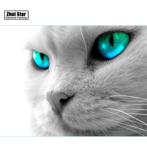 DIY 5D Full square diamond Little white cat diamond mosaic full square painting stitch crystal diamond painting