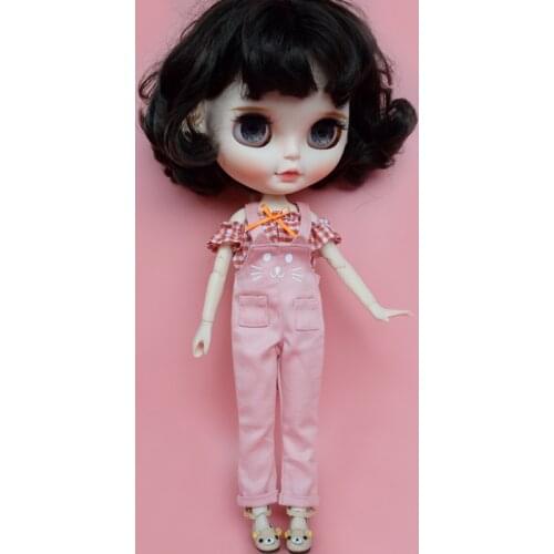 1PCS Cute Cat Blyth Doll Clothes Overalls Bib Pants for 1/6 Azone Doll Clothes Accessories Girl Toy