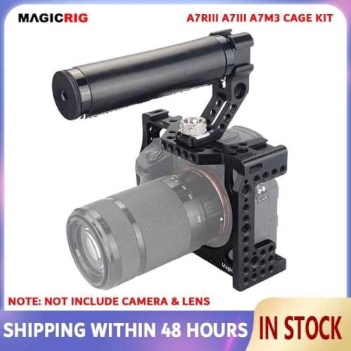 MAGICRIG Camera Cage Kit for Sony A7RIII /A7RII /A7SII /A7M3 /A7II /A7III Camera with ARRI Locating Top Handle (Black Leather