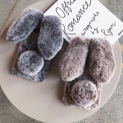 Cute 3D Rabbit Doll Soft TPU Fur Ball Case for Samsung Galaxy S7 Edge S8 S9 S10 Plus Note 8 Note 9 S8 Active Bunny Diamond Cover