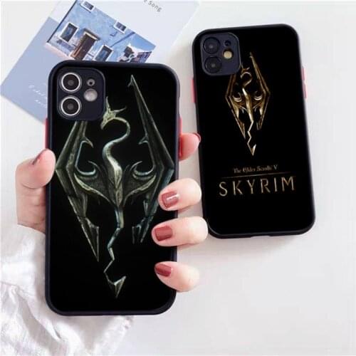 Skyrim Logo Soft Phone Case Black Transparent Matte For IPhone 7 8 11 12 S Mini Pro X XS XR MAX Plus Cover Shell