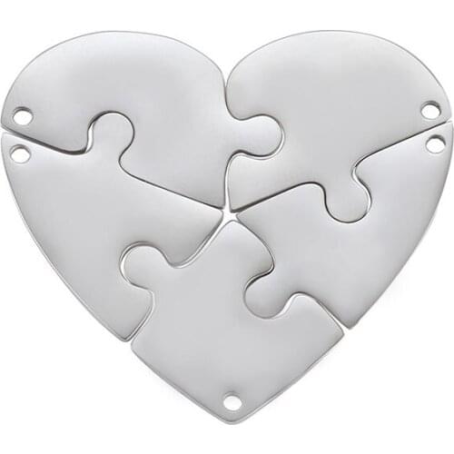 MYLONGINGCHARM 10pcs Puzzle Heart Shape Pendant 35x40mm Stainless Steel Puzzle Charms