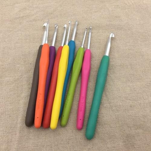 New 9PCs Mixed Metal Hook Crochet Template Kit TPR Aluminum Knitting Needles For Loom Tool Band DIY Crafts 13.7cm