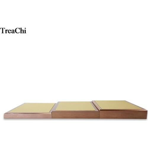 New Gold PU Pad Ring Earring Necklace Bracelet Storage Organizer Tray Rectangle Rose Gold Stainless Steel Jewelry Display Case