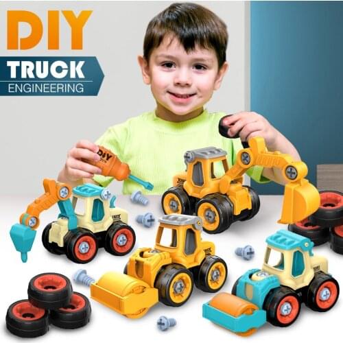 Montessori Education Toy Nut Disassembly Loading Unloading Engineering Truck Excavator Bulldozer Child Screw Creative Tool Car