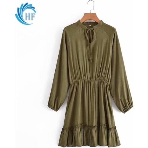 Solid Dress Short Loose Dress V-neck A Line Mini Dress Ruched Sundress Robe Round Neck Casual Beach Dress Long Sleeve Dress