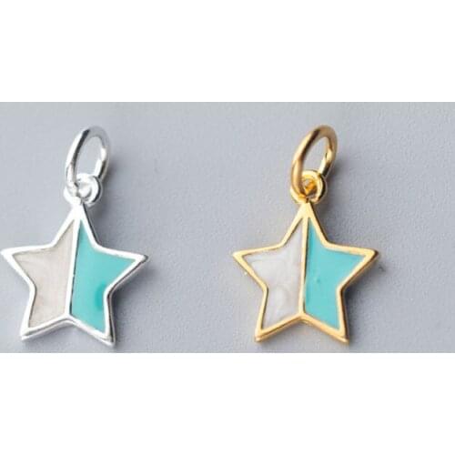 925 Sterling Silver Two-tone Patchwork Craftwork Star Charms S925 Silver Dangle Pendants For Women Jewelry DIY Fine Findings