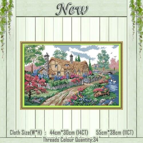 Beautiful homeland scenery painting counted print on the canvas DMC 11CT 14CT kit Chinese Cross Stitch embroidery needlework Set