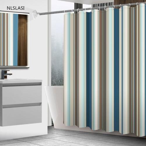 Modern stripe Shower Curtains High Quality Thicken Waterproof Polyester Fabric curtain with Hooks bathroom Accessories