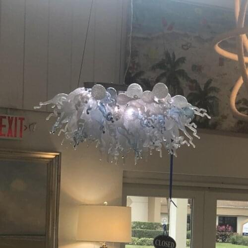 Wholesale Lamps Indoor Art Lighting Big Pendant Lamp Energy Saving LED Light Source Fancy Hand Blown Murano Glass Chandelier