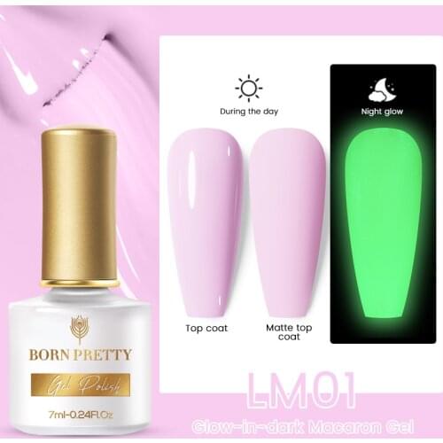 BORN PRETTY 6ml Luminous No Wipe Top Coat Gel Polish Glow in the Dark Soak Off Nail Art UV Gel Varnish Manicuring Nail Gel