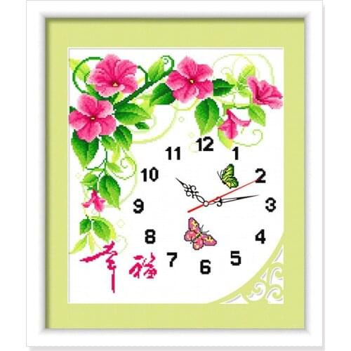 Вышивка крестиком Butterflies and flowers clocks with cross stitch to send clock core kit embroidery needlework tools