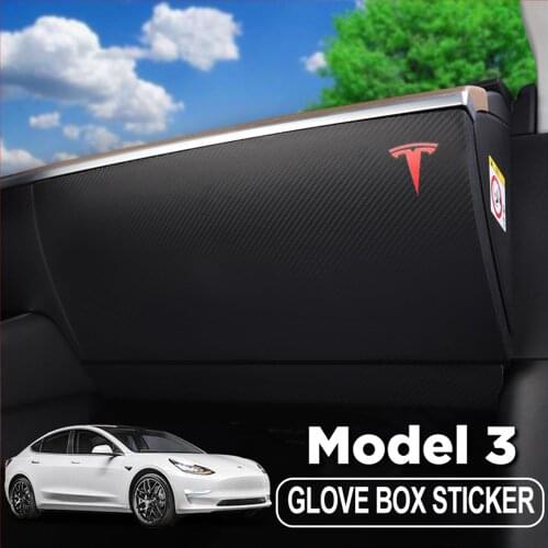 Car Interior Glove Box Anti-kick Pad Interior Protector Sticker Carbon Fiber Leather Pad Modified Decoration For Tesla Model 3