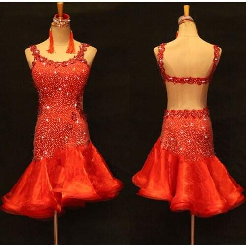 Comfort Latin Dance Dresses For Ladies Red Color Newest High Quality Suit Women Ballroom Feminine Garment Flamenco Costumes B109