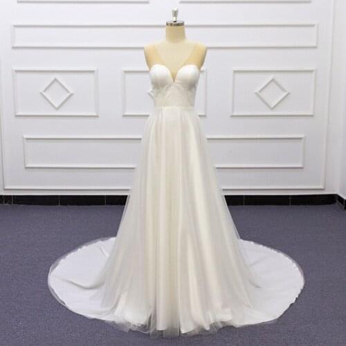 Eslieb Design Sweetheart Neckline Skin Sheer V Back Straps A-line 2021 Bridal Dress Vestido de novia SJ469