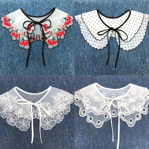 50% HOT SALES！！！Women Fruit Dot Print Fake Collar Flower Bow Sweater Dress Shawl Garment Cape