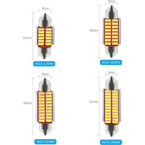 1Pcs Car Led Dome Light Double Tip 4014 31/36/39 / 41mm Car Tail Bulb Brake Lights Reverse Lamp Daytime Running Signal Light