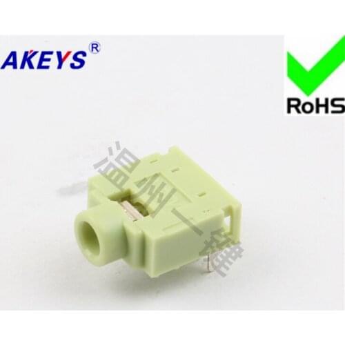 10 PCS PJ-307C Grass Green 3.5 headphone socket 5 foot pin 4 fixed foot