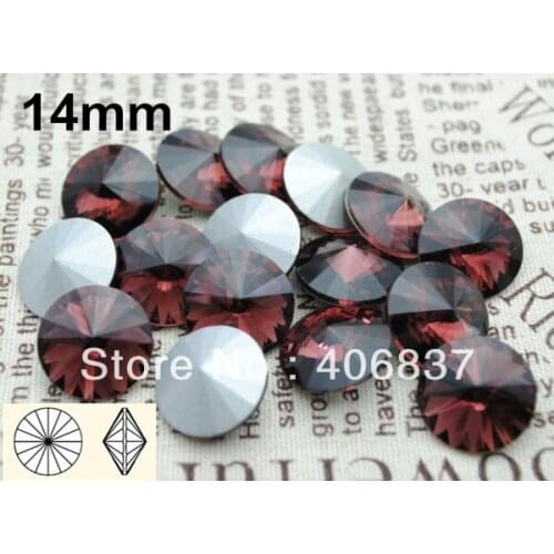 100pcs/Lot, 14mm Light Burgundy Crystal Rivoli, Free Shipping! Chinese Top Quality Crystal Rivoli