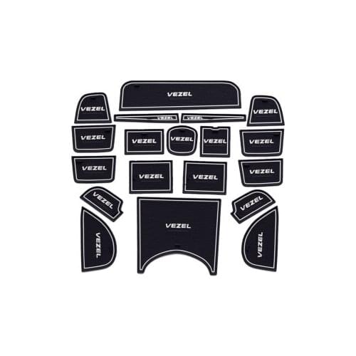 19Pcs/Set Car Gate Slot Mat Water Cup Anti Dust Slip Resistance Pad for Honda Vezel HRV Hr-v 2016 2015 2014 2013 Accessories