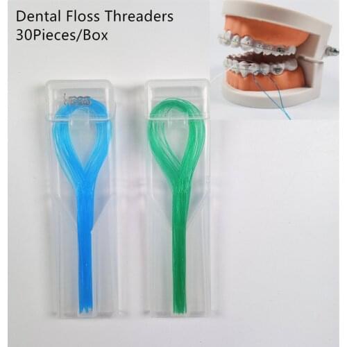 6Boxes Dental Floss Threaders For Orthodontic Brackets Braces Bridge Crowns Blue&Green