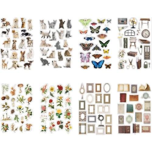 36pcs/pack Animal And Plant Retro Album DIY Decorative Stickers Eight Selection For Children