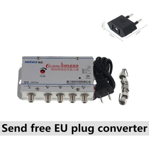 2/3/4 Way 20db CATV TV antennaSignal Amplifier Antenna for digital tv box Signal Amplifier Booster Splitter US EU Plug