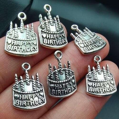 Antiquing 20pcs Charms 3D Birthday Cupcake Cake Tibetan DIY Retro Jewelry Bracelet Necklace Pendant