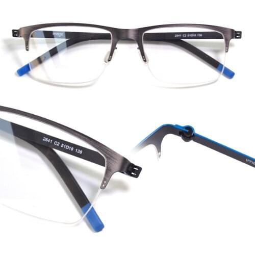 Screwless Germany Berlin Design Metal Eyewear Optical Frame Ultra Light Flexible Half Rim Men Prescription Myopia Spectacles