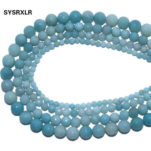 Wholesale Faceted Natural Stone Blue Amazon Beads For Jewelry Making Charm DIY Bracelet Necklace Material 4 6 8 10 MM Strand