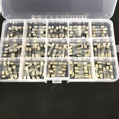 15Kinds 150pcs 5*20 Fast-blow Glass Tube Fuses Assorted Kit 5X20 with Box 0.5A-30A Household Fuses
