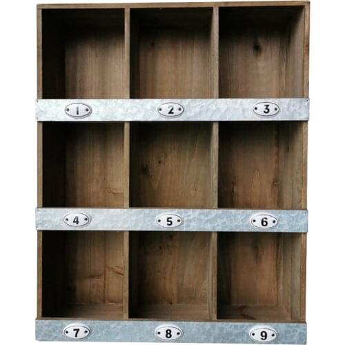 9 equal spaces shabby and chic farmhouse handmade wood grid shelf