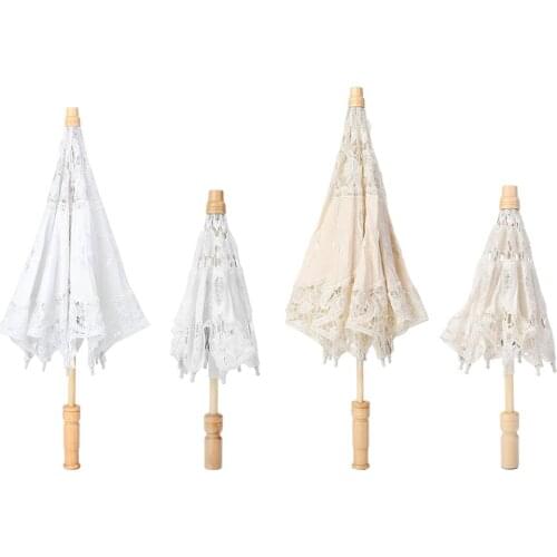 Lace Flower Embroidery Parasol Wedding Bride Photography Umbrella Handmade Bridal Lace Parasol