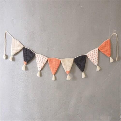 Flag Cotton Fabric Garlands String Wall Hanging Decor Nordic Baby Bed Kids Room Decoration Nursery Ornaments Photo Props Gifts