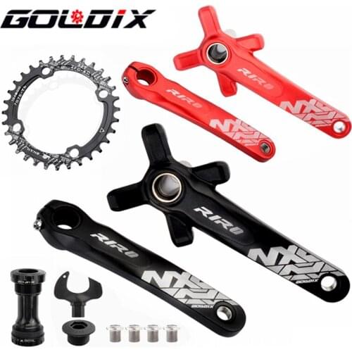 GOLDIX Mountain Bike Crankset Hollow Integrated 104BCD 170mm175mm Crank Bicycle Crankset 32T/34T/36T/38T/40T Wide Narrow Cranks
