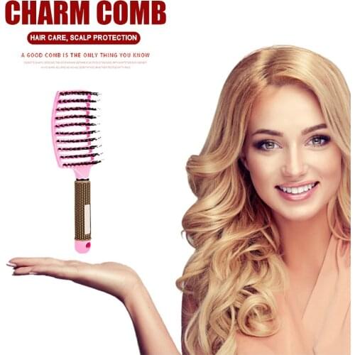 Curved Comb Curly Brush Natural Bristle Hair Massage Comb Hairbrush Bristle Nylon Hair otating Brush Hot Air Styler Comb