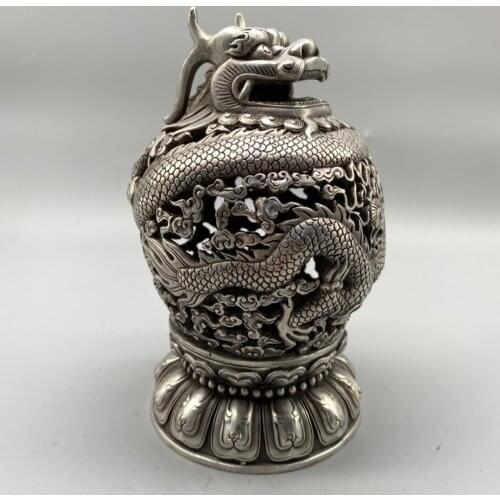 CHINA BRASS BRONZE COLLECTABLE CARVED DRAGON INCENSE BURNER metal crafts Home decoration