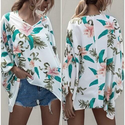 Summer Fashion Tops Long-Sleeved V-Neck Loose Bohemian Tops